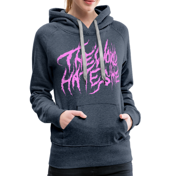 TWHM Fire Graffiti Pink Letter Women’s Premium Hoodie - heather denim