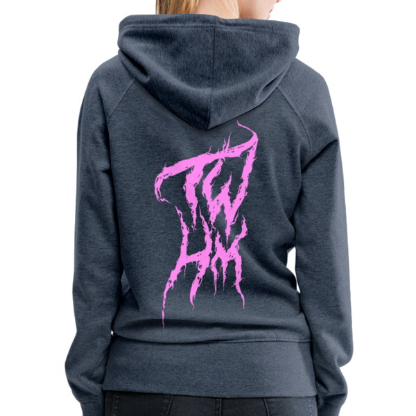 TWHM Fire Graffiti Pink Letter Women’s Premium Hoodie - heather denim