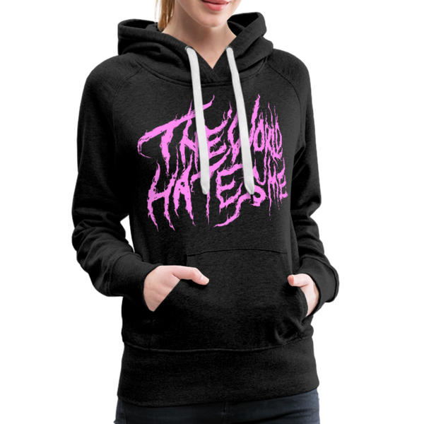 TWHM Fire Graffiti Pink Letter Women’s Premium Hoodie - charcoal gray