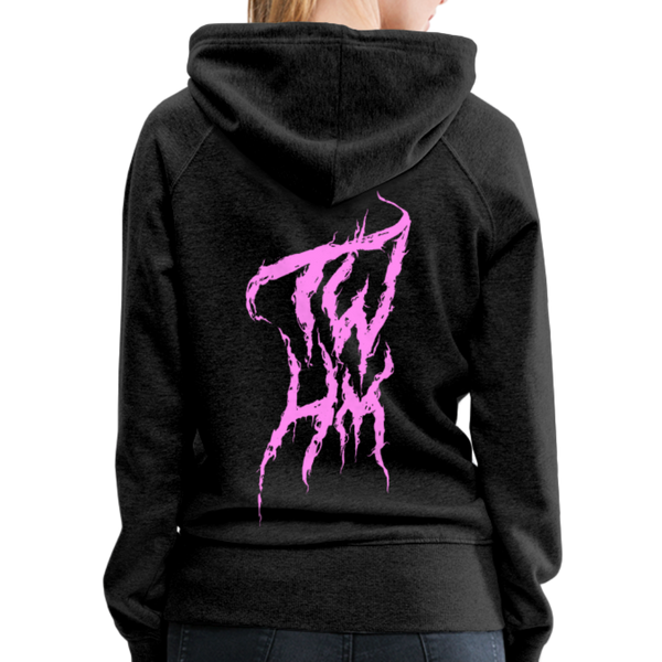 TWHM Fire Graffiti Pink Letter Women’s Premium Hoodie - charcoal gray