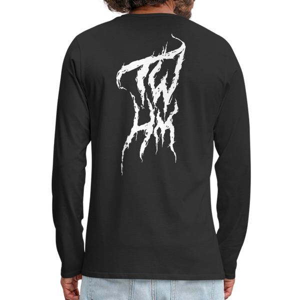 TWHM Fire Graffiti White Letter Men's Premium Long Sleeve T-Shirt - black