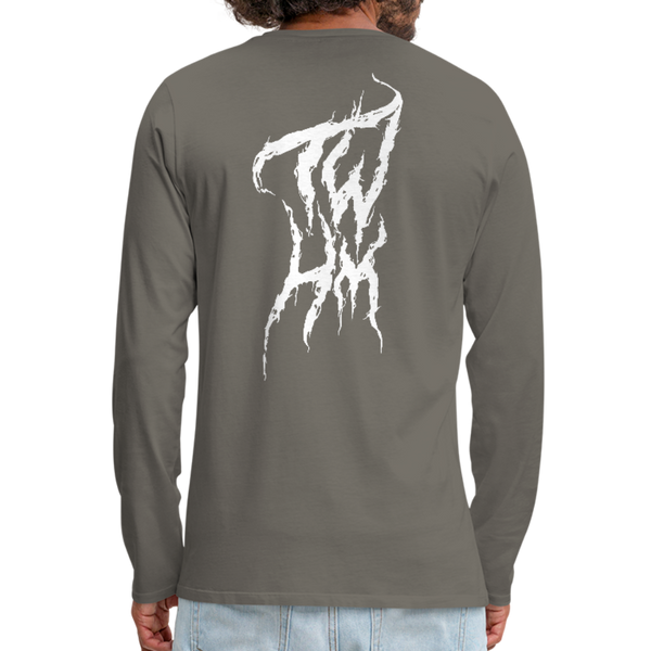 TWHM Fire Graffiti White Letter Men's Premium Long Sleeve T-Shirt - asphalt gray