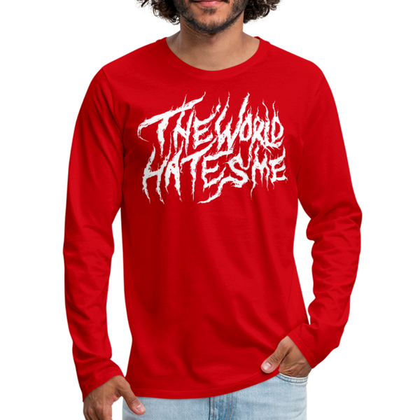 TWHM Fire Graffiti White Letter Men's Premium Long Sleeve T-Shirt - red