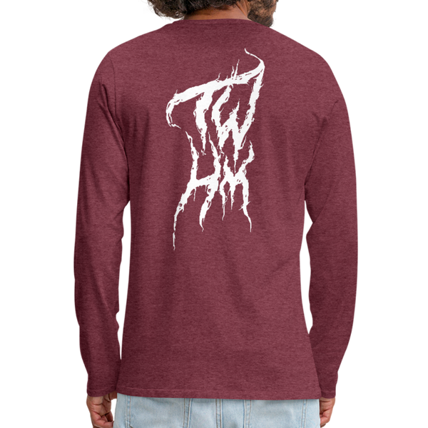 TWHM Fire Graffiti White Letter Men's Premium Long Sleeve T-Shirt - heather burgundy