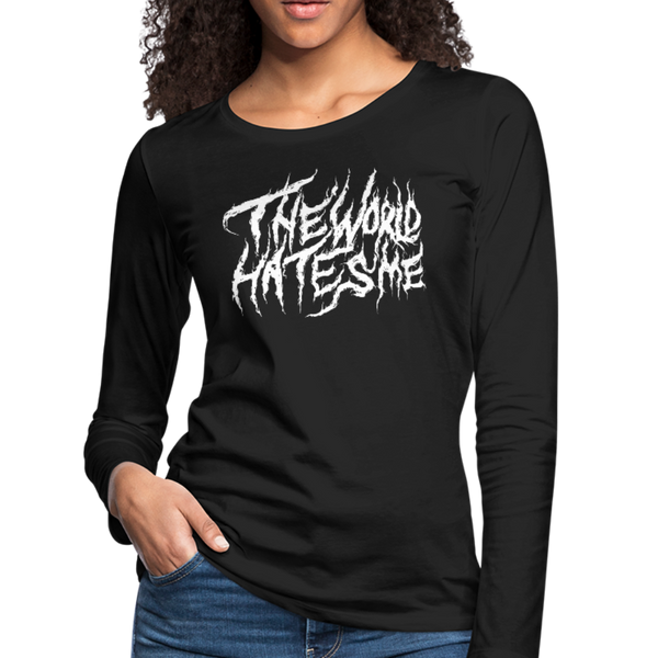 TWHM Fire Graffiti White Letter Women's Premium Long Sleeve T-Shirt - black