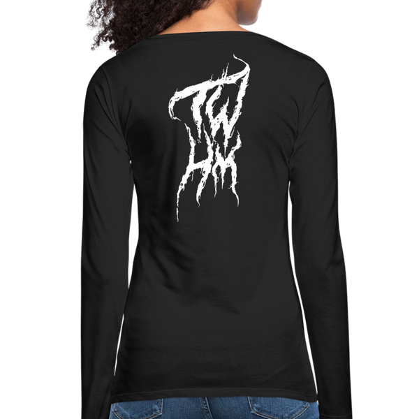 TWHM Fire Graffiti White Letter Women's Premium Long Sleeve T-Shirt - black