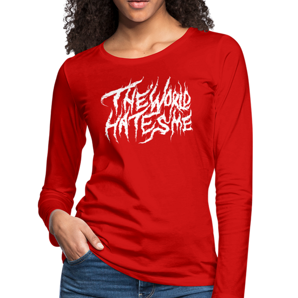 TWHM Fire Graffiti White Letter Women's Premium Long Sleeve T-Shirt - red