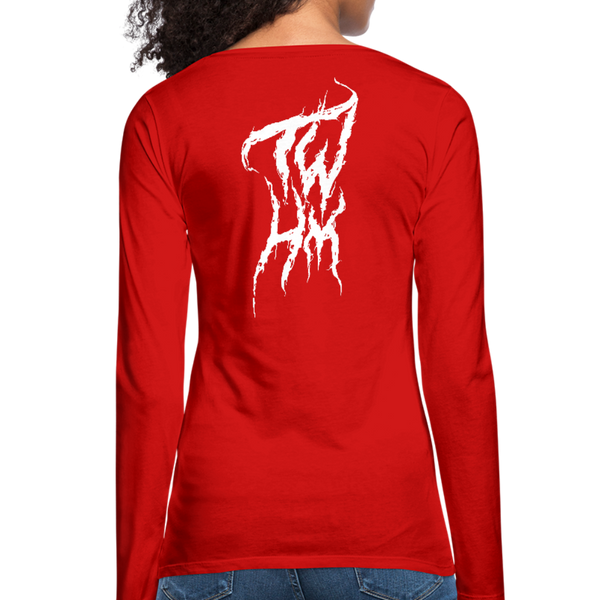 TWHM Fire Graffiti White Letter Women's Premium Long Sleeve T-Shirt - red