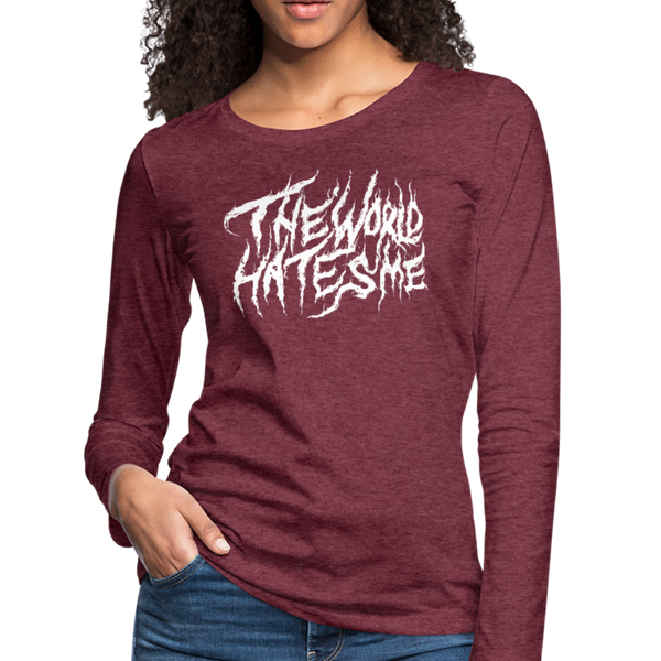 TWHM Fire Graffiti White Letter Women's Premium Long Sleeve T-Shirt - heather burgundy