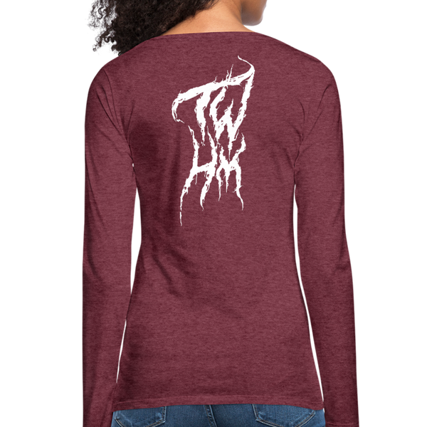 TWHM Fire Graffiti White Letter Women's Premium Long Sleeve T-Shirt - heather burgundy