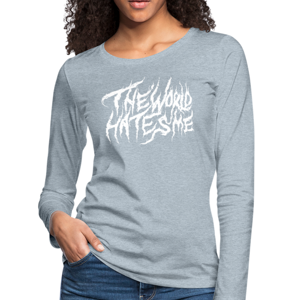 TWHM Fire Graffiti White Letter Women's Premium Long Sleeve T-Shirt - heather ice blue