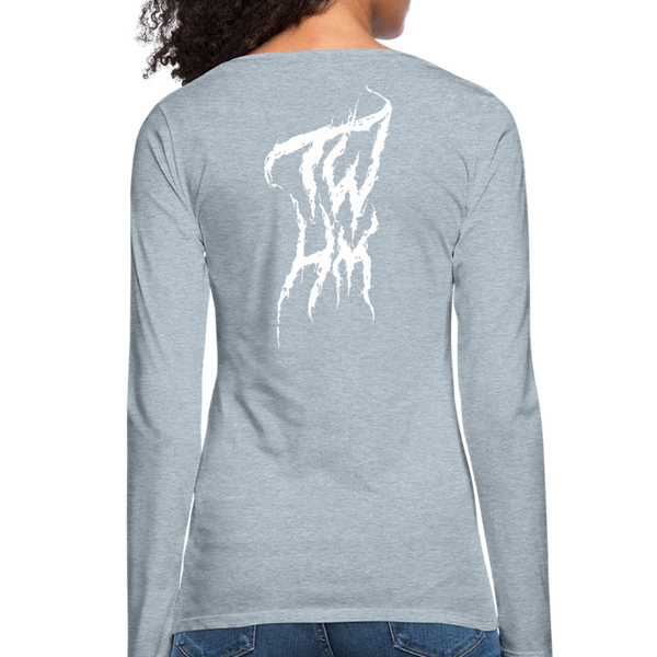 TWHM Fire Graffiti White Letter Women's Premium Long Sleeve T-Shirt - heather ice blue