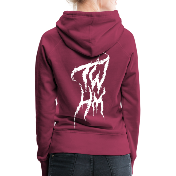 TWHM Fire Graffiti White Letter Women’s Premium Hoodie - burgundy