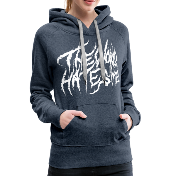 TWHM Fire Graffiti White Letter Women’s Premium Hoodie - heather denim