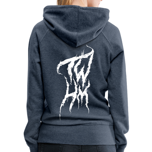 TWHM Fire Graffiti White Letter Women’s Premium Hoodie - heather denim