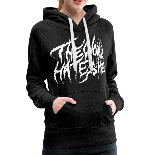 TWHM Fire Graffiti White Letter Women’s Premium Hoodie - charcoal gray