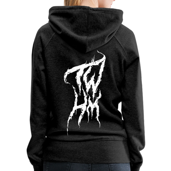 TWHM Fire Graffiti White Letter Women’s Premium Hoodie - charcoal gray