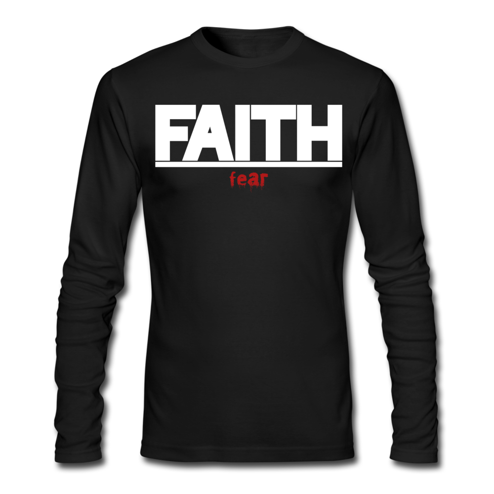 FAITH over fear Men's Long Sleeve T-Shirt by Next Level - black