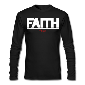 FAITH over fear Men's Long Sleeve T-Shirt by Next Level - black