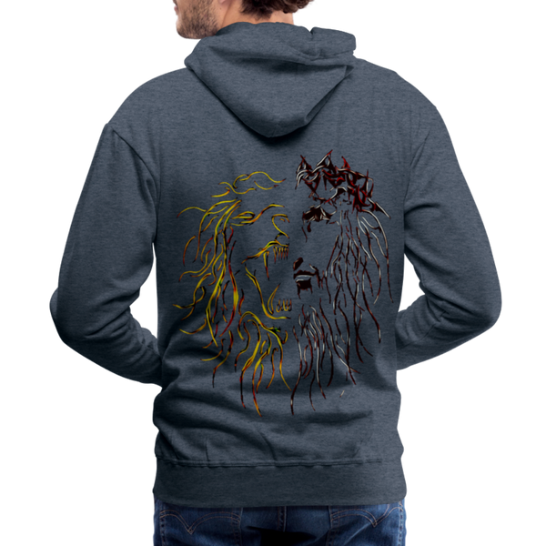 Lion Of Judah Tribal Gold Men’s Premium Hoodie - heather denim