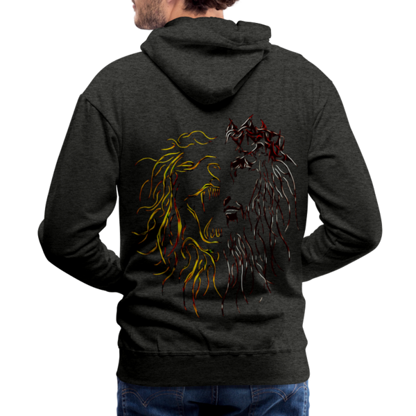 Lion Of Judah Tribal Gold Men’s Premium Hoodie - charcoal gray