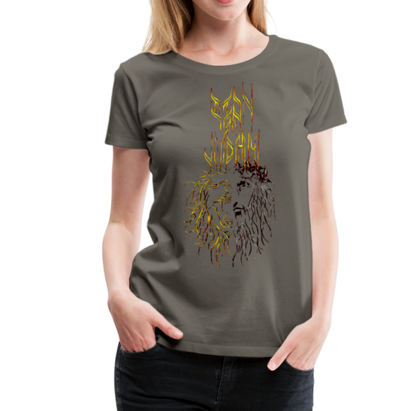 Lion Of Judah Tribal Gold Women’s Premium T-Shirt - asphalt gray