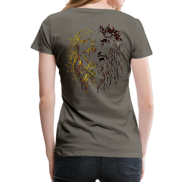 Lion Of Judah Tribal Gold Women’s Premium T-Shirt - asphalt gray