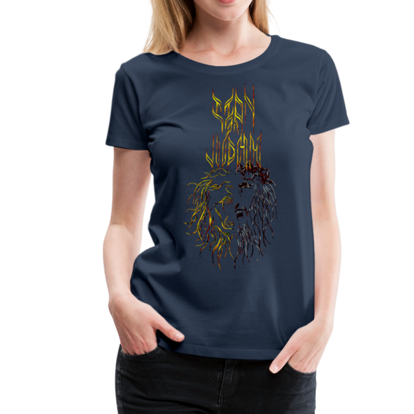 Lion Of Judah Tribal Gold Women’s Premium T-Shirt - navy