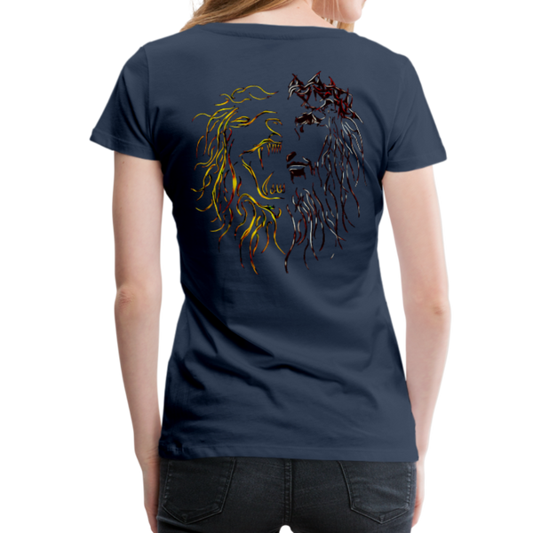 Lion Of Judah Tribal Gold Women’s Premium T-Shirt - navy