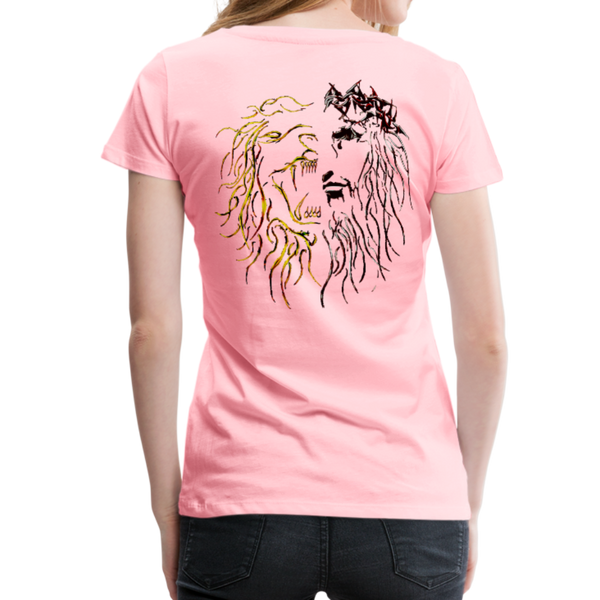 Lion Of Judah Tribal Gold Women’s Premium T-Shirt - pink