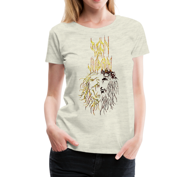 Lion Of Judah Tribal Gold Women’s Premium T-Shirt - heather oatmeal
