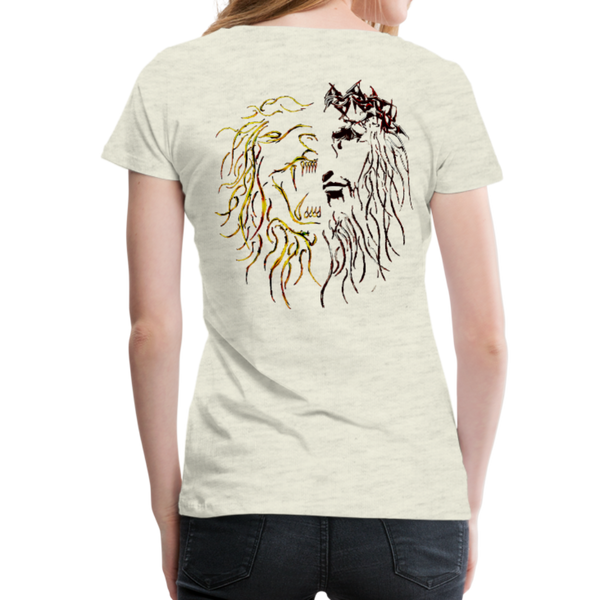 Lion Of Judah Tribal Gold Women’s Premium T-Shirt - heather oatmeal