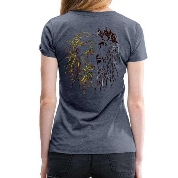 Lion Of Judah Tribal Gold Women’s Premium T-Shirt - heather blue
