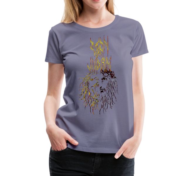 Lion Of Judah Tribal Gold Women’s Premium T-Shirt - washed violet