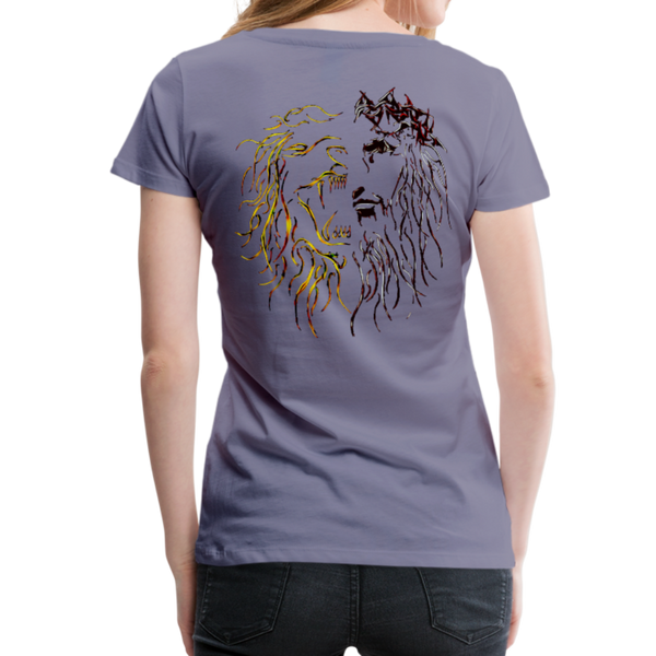 Lion Of Judah Tribal Gold Women’s Premium T-Shirt - washed violet