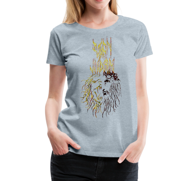 Lion Of Judah Tribal Gold Women’s Premium T-Shirt - heather ice blue