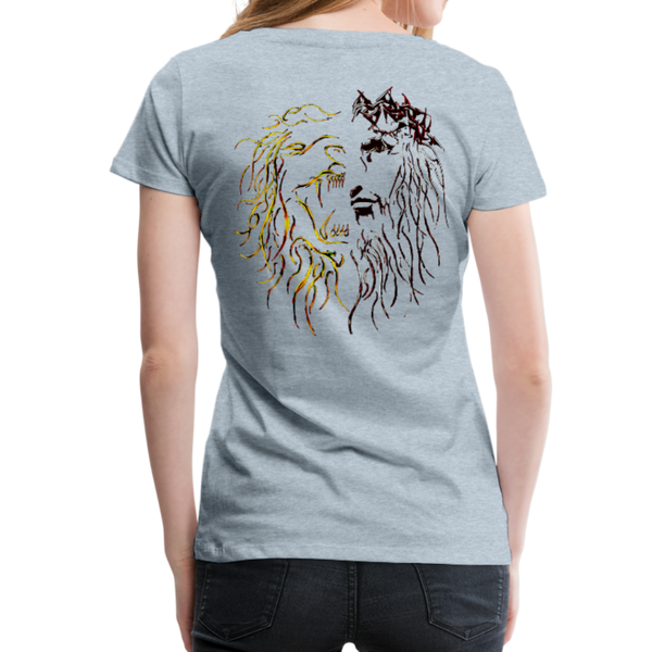 Lion Of Judah Tribal Gold Women’s Premium T-Shirt - heather ice blue