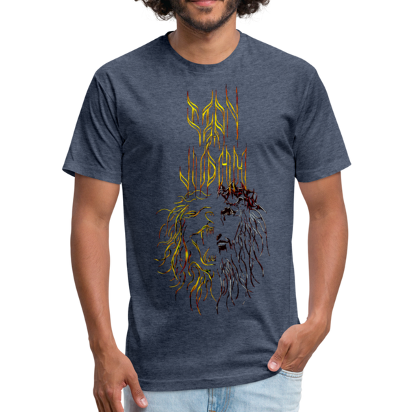 Lion Of Judah Tribal Fitted Cotton/Poly T-Shirt by Next Level - heather navy