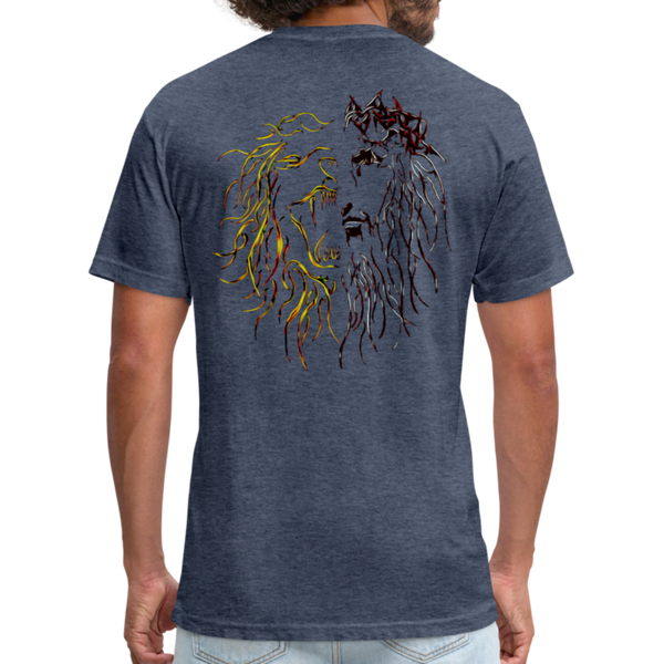 Lion Of Judah Tribal Fitted Cotton/Poly T-Shirt by Next Level - heather navy
