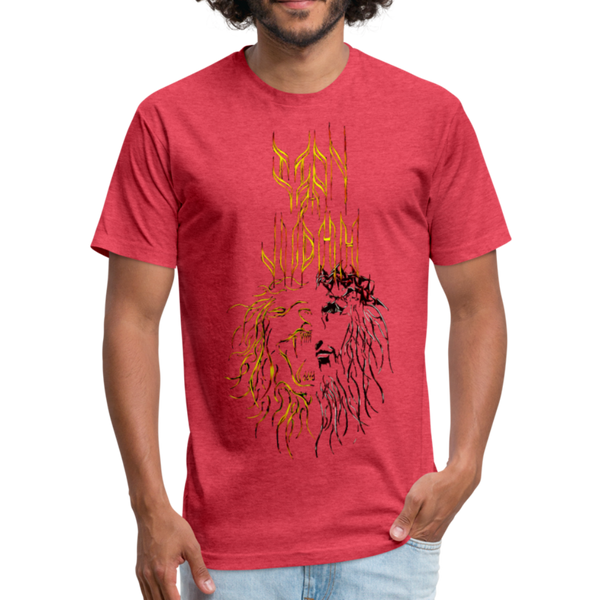 Lion Of Judah Tribal Fitted Cotton/Poly T-Shirt by Next Level - heather red