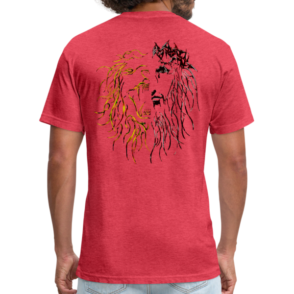 Lion Of Judah Tribal Fitted Cotton/Poly T-Shirt by Next Level - heather red