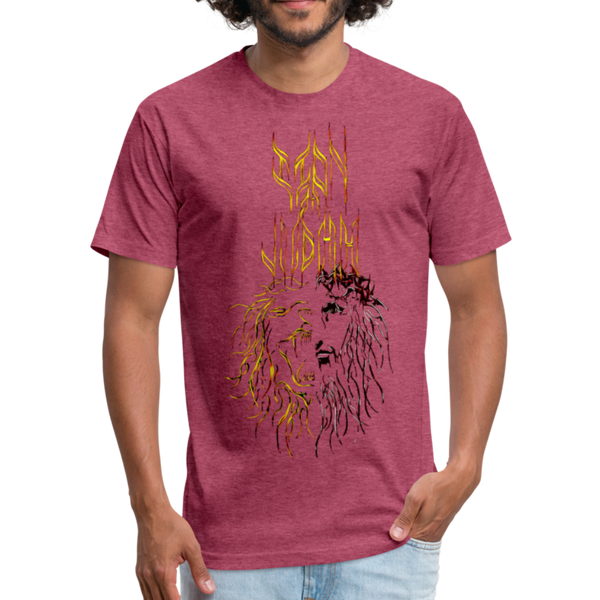 Lion Of Judah Tribal Fitted Cotton/Poly T-Shirt by Next Level - heather burgundy