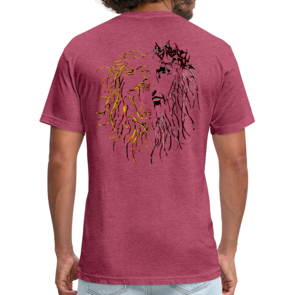 Lion Of Judah Tribal Fitted Cotton/Poly T-Shirt by Next Level - heather burgundy