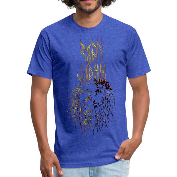 Lion Of Judah Tribal Fitted Cotton/Poly T-Shirt by Next Level - heather royal