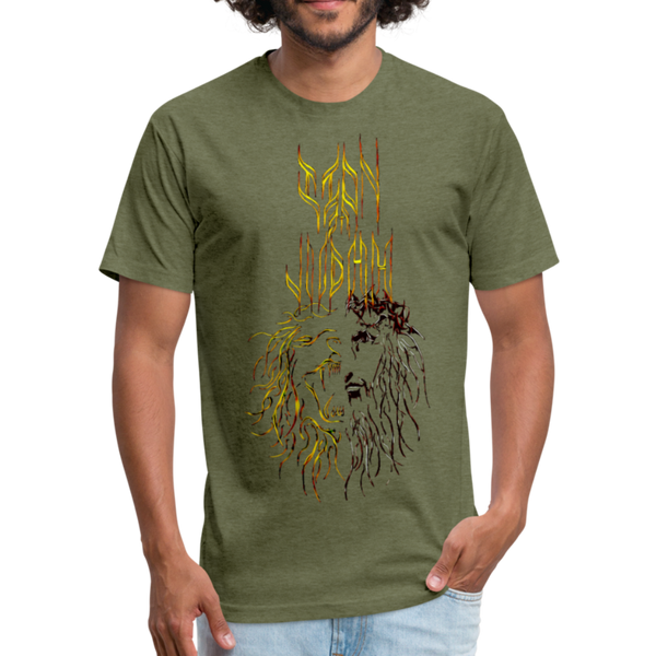 Lion Of Judah Tribal Fitted Cotton/Poly T-Shirt by Next Level - heather military green