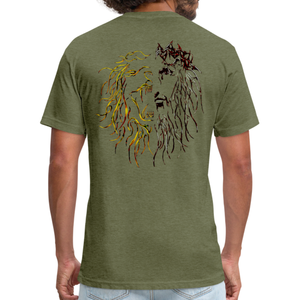 Lion Of Judah Tribal Fitted Cotton/Poly T-Shirt by Next Level - heather military green