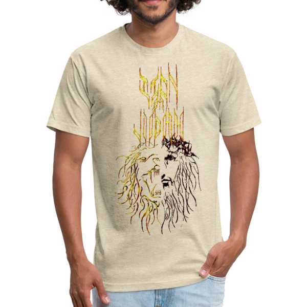 Lion Of Judah Tribal Fitted Cotton/Poly T-Shirt by Next Level - heather cream