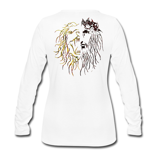 Lion Of Judah Tribal Gold Women's Premium Long Sleeve T-Shirt - white