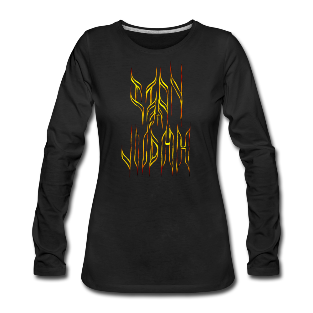 Lion Of Judah Tribal Gold Women's Premium Long Sleeve T-Shirt - black