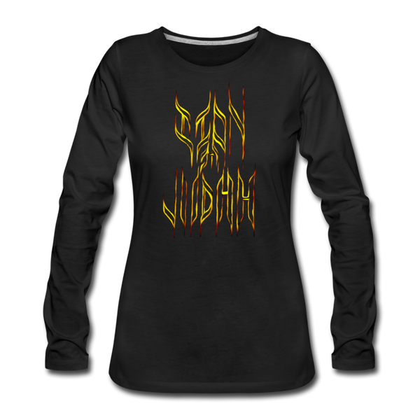 Lion Of Judah Tribal Gold Women's Premium Long Sleeve T-Shirt - black